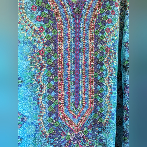 Belle by Kim Gravel Blue Boho Dolman Sleeve Tunic Size 3X - Picture 2 of 4